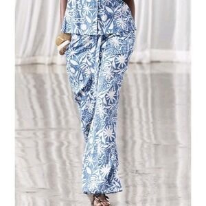 Zara Printed Pull On Pants Beach Coverup Blue Size XXL NWOT